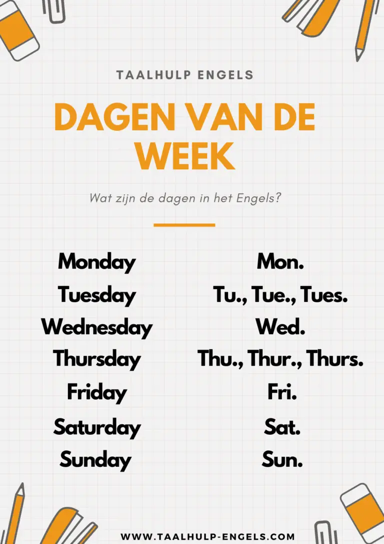 Hoe Schrijf Je Kerkdienst In Het Engels Dagen in het Engels – Taalhulp Engels