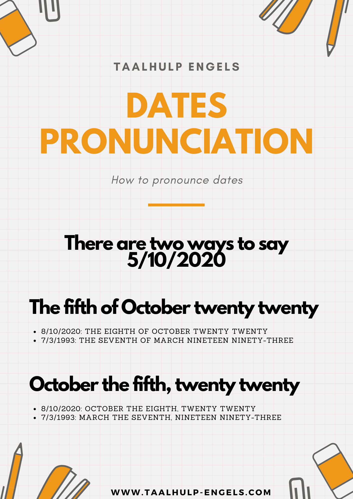 Dates In English Taalhulp Engels