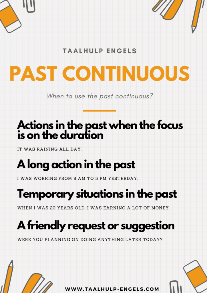 Past Continuous Use Taalhulp Engels