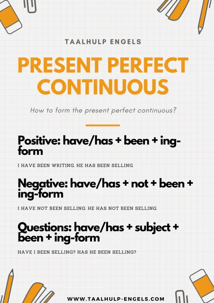 Present Perfect Continuous Taalhulp Engels - Form